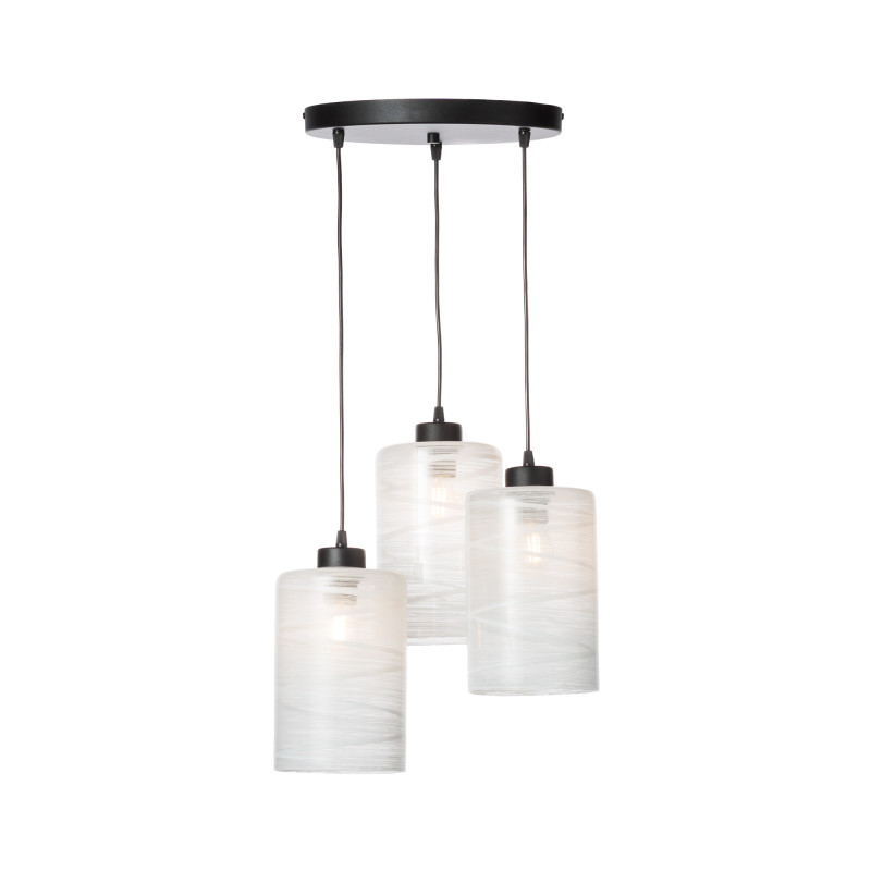 Hanging lamp 60566 "FLORENCE" with three white blown glass shades.