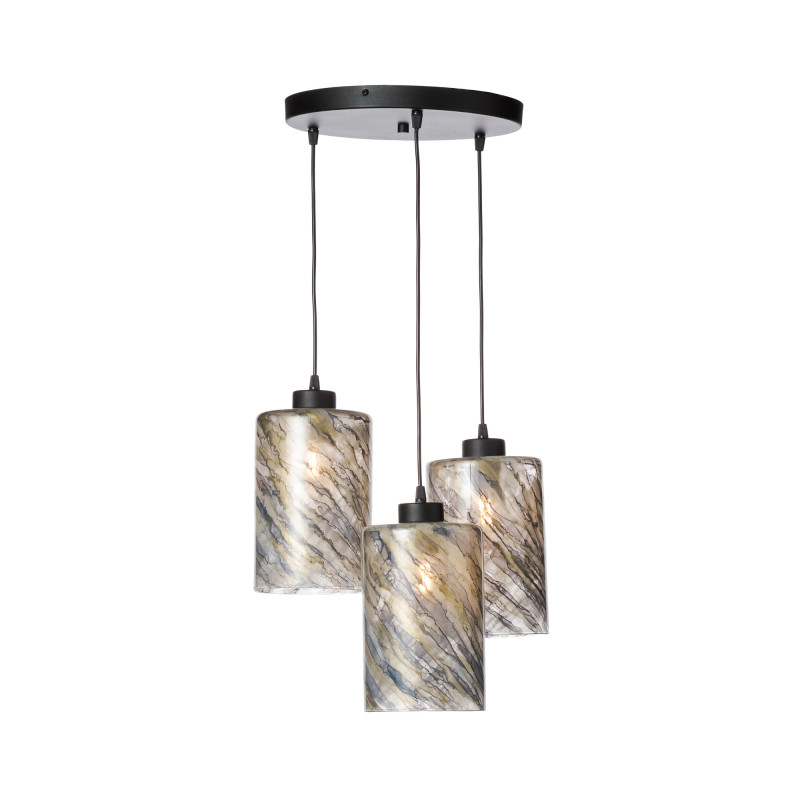 Pendant lamp 60566 "FLORENCE" with three glass shades made of blown glass.