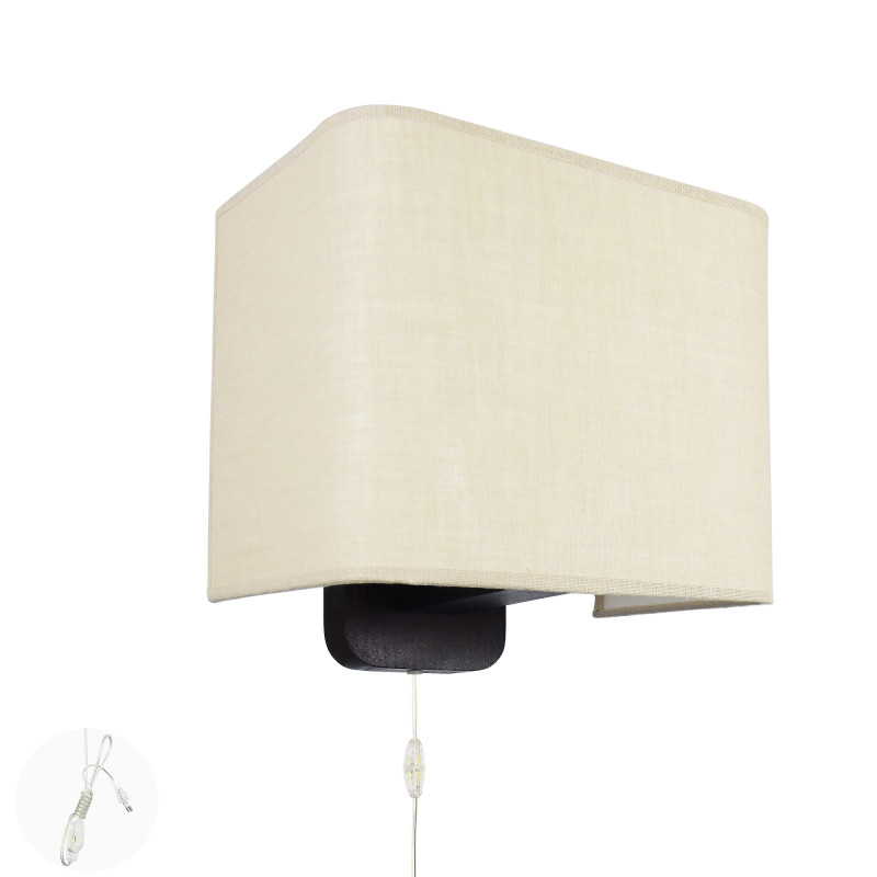 Brown wooden wall lamp with beige linen shade 60101 "HOTEL". foto2