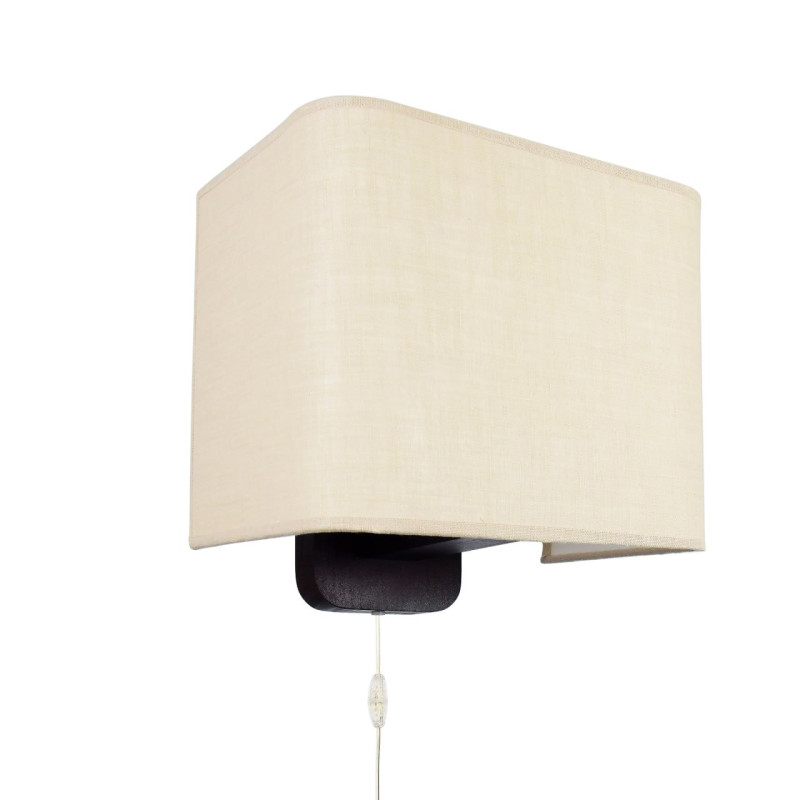Brown wooden wall lamp with beige linen shade 60101 "HOTEL".