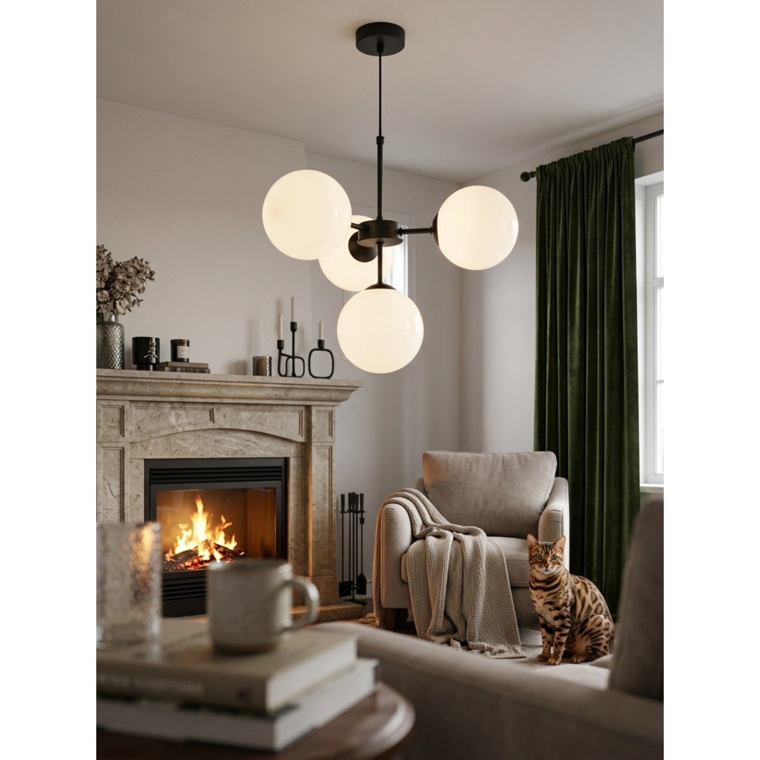 Black pendant chandelier with a white shade and the option of regulation foto3