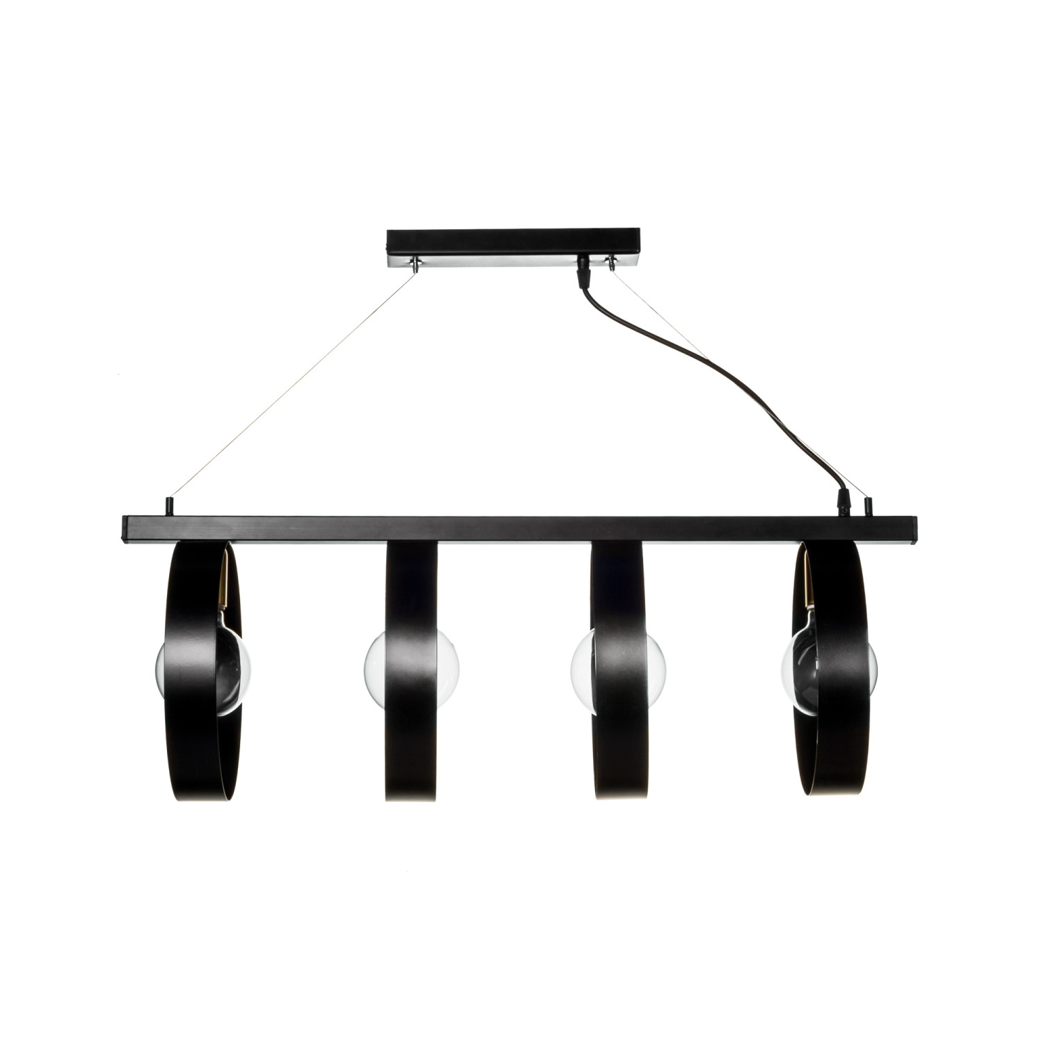 Závěsné svítidlo na kovové liště pro čtyři žárovky s kruhovými stínítky - Kolekce "Industriální Elegance" 14604 foto4