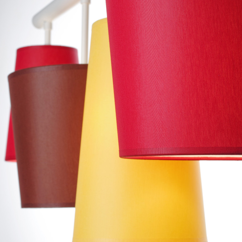Designový lustr v bílém provedení s červeným, žlutým a hnědým stínidly. 40944 "JAZZ" foto6