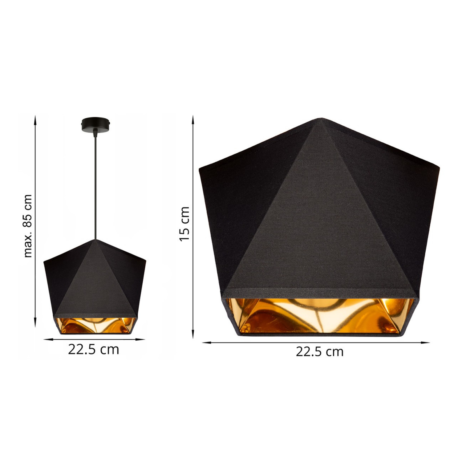 Závěsné svítidlo na kabelu s textilním stínidlem. LH010 "DIAMOND GOLD" foto3