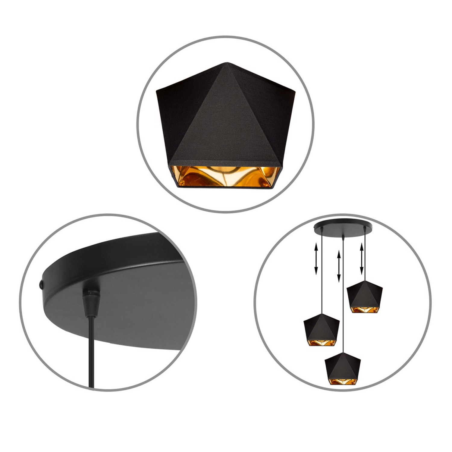 Modern pendant luminaire on a wire LH024 "DIAMOND GOLD" foto3