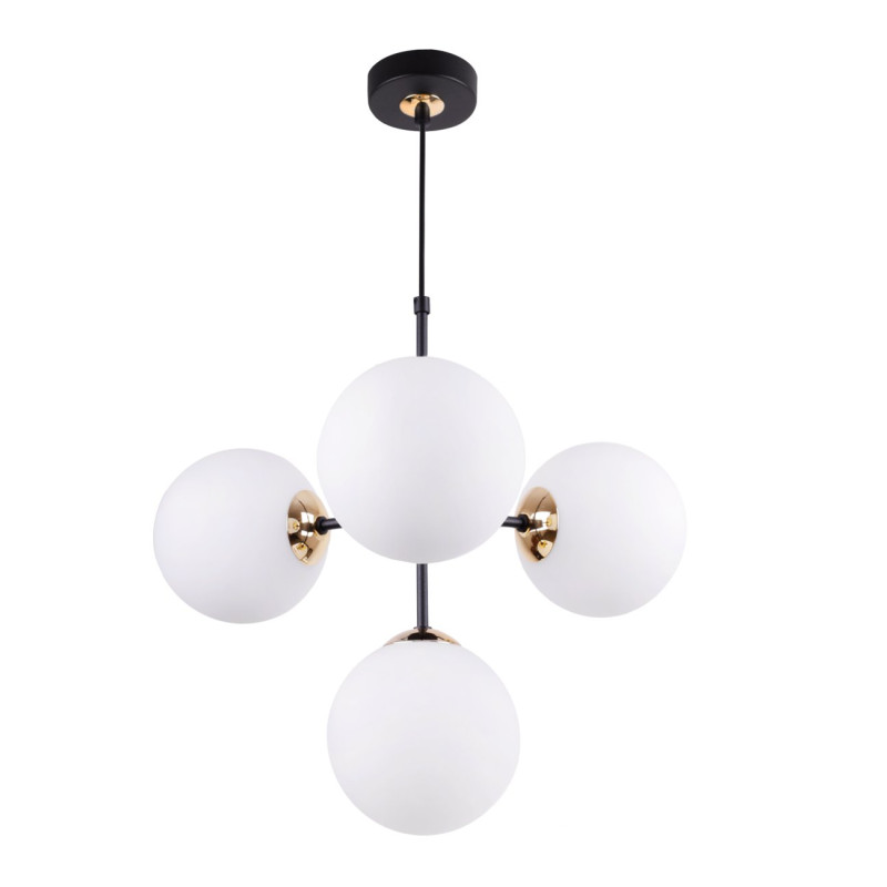 Black pendant lamp with a white shade and the option of regulation