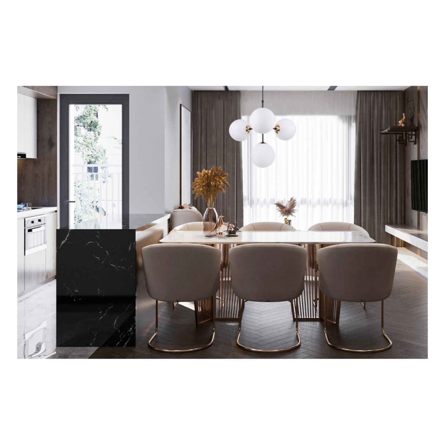 Závěsný lustr v černém provedení s elegantními zlatými prvky a bílým stínidlem" IMPERIA" foto7