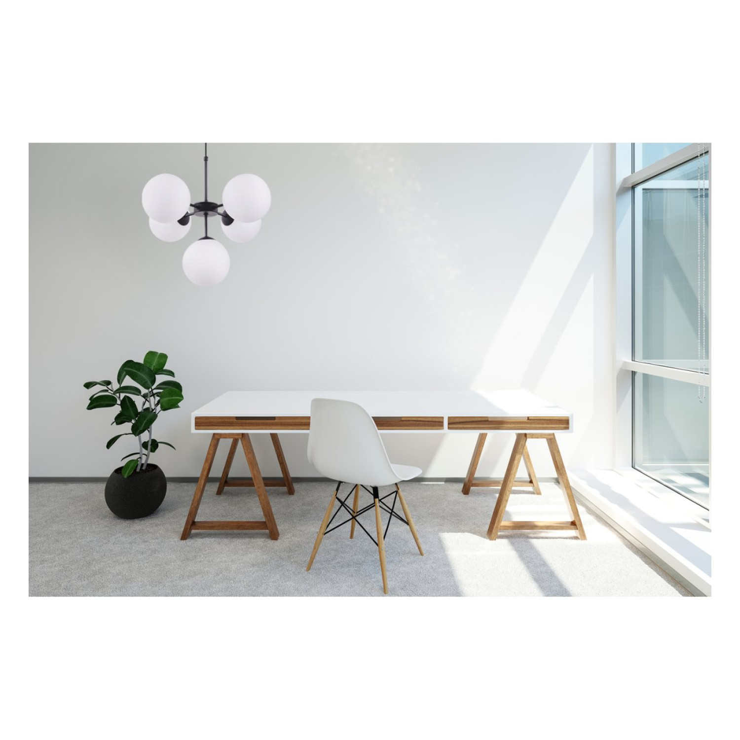 Stropní lampa s regulací v černém provedení, bílé stínidlo - stručný a elegantní "IMPERIA" foto10