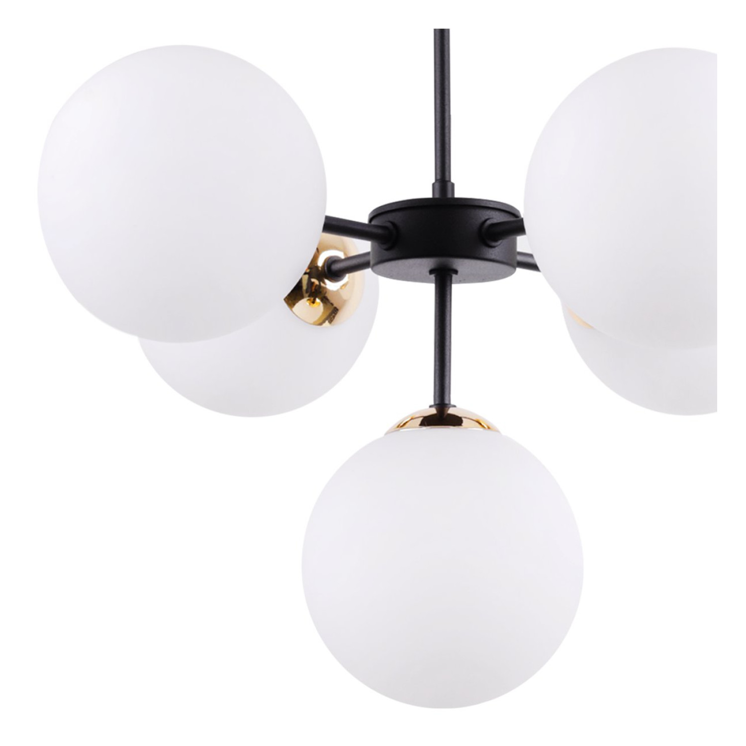 Černozlatá Regulovatelná Stropní Lampa se 5 Bílými Foukanými Stínidly"IMPERIA" foto4