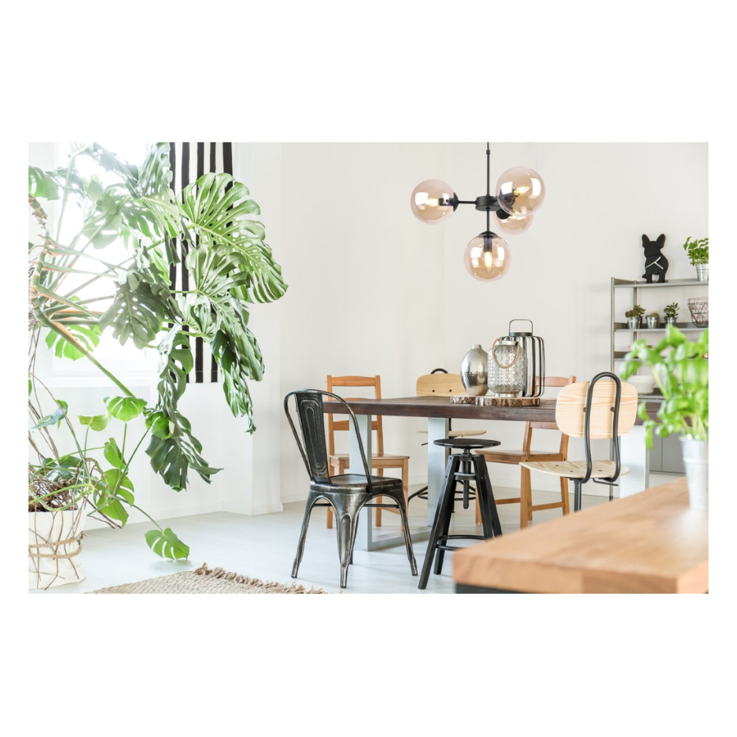 Černá Regulovatelná Stropní Lampa se 4 Medově Transparentními Foukanými Stínidly "IMPERIA" foto8