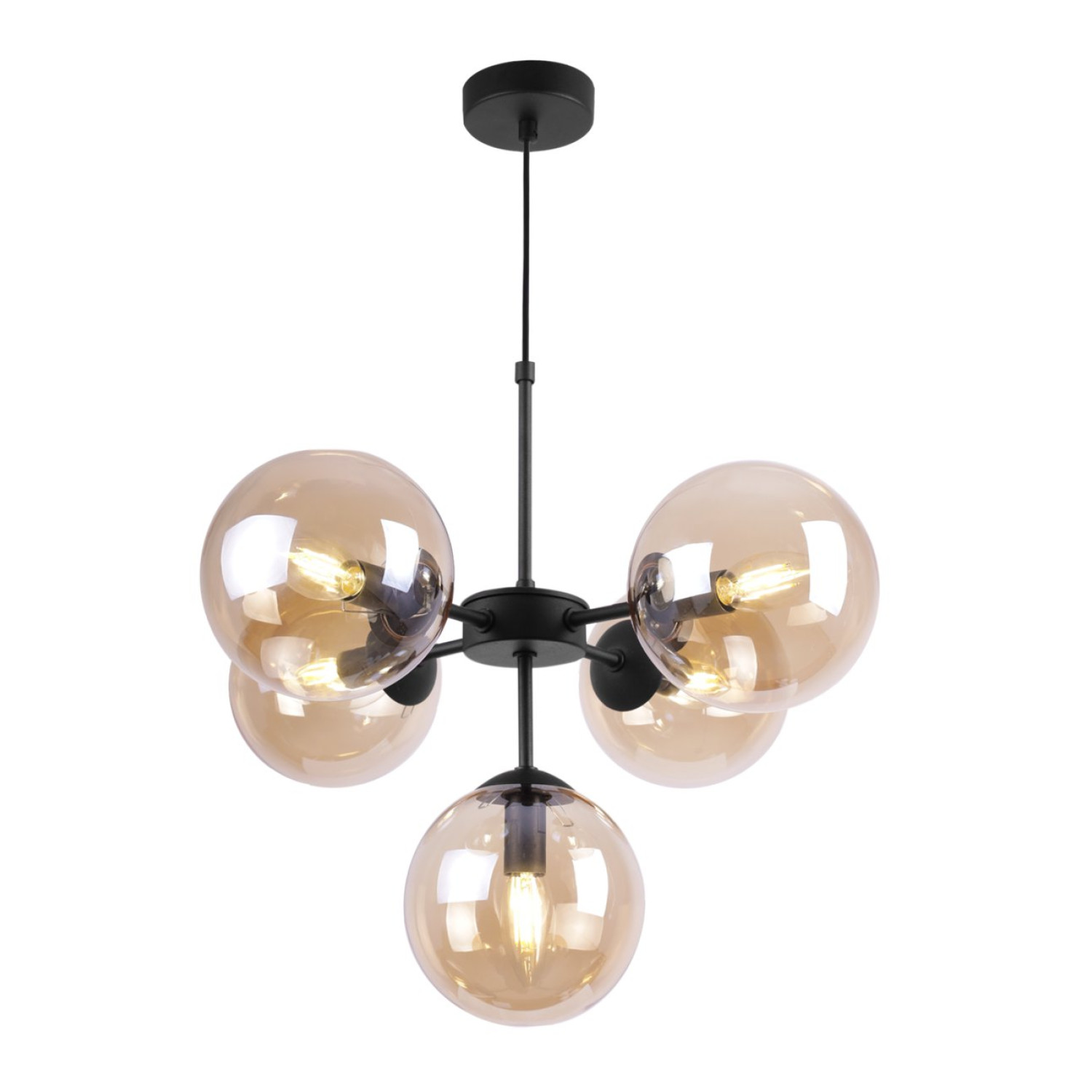 Černé světlo s regulací délky a medovými stínidly pro obývák a kancelář "IMPERIA" foto2