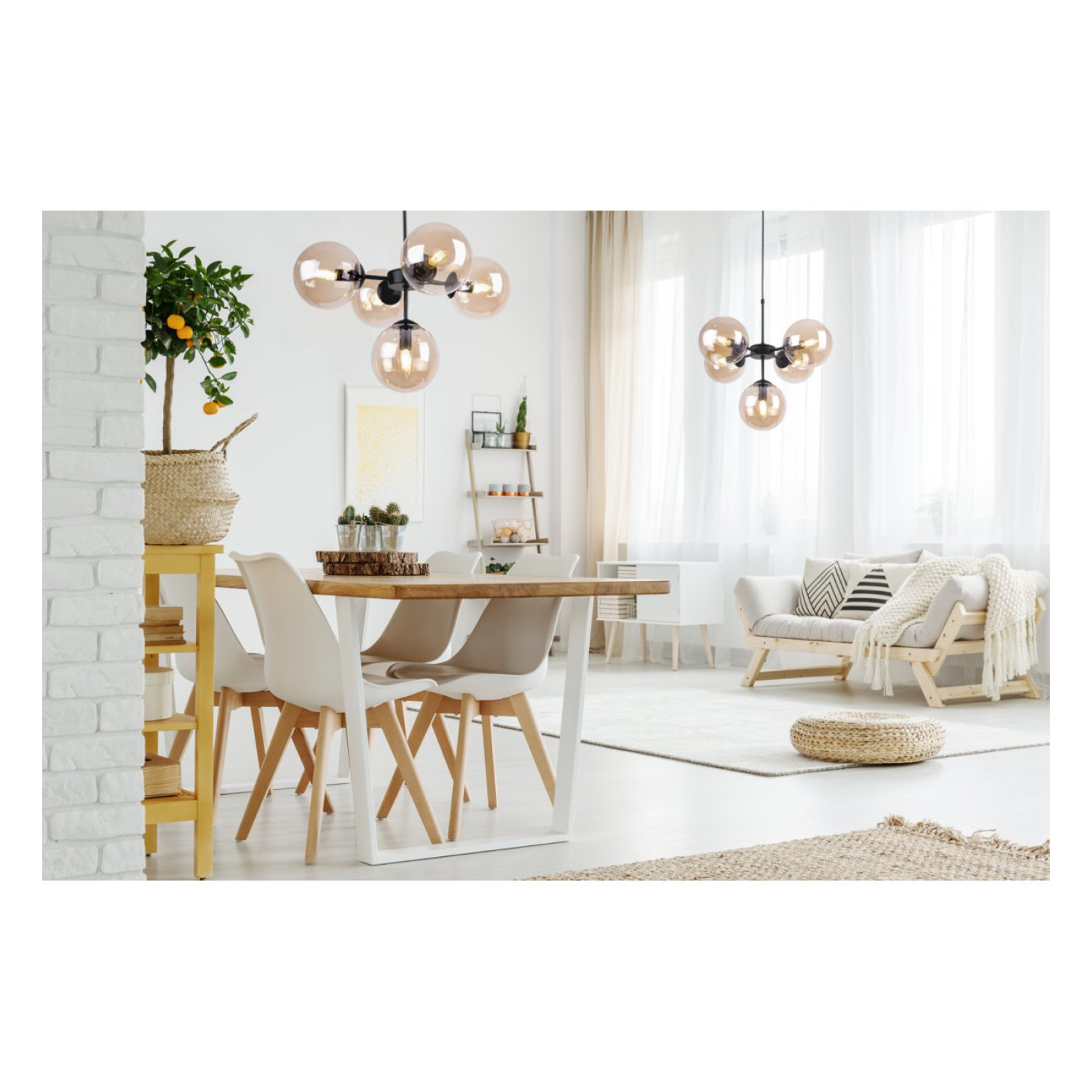 Černé světlo s regulací délky a medovými stínidly pro obývák a kancelář "IMPERIA" foto9