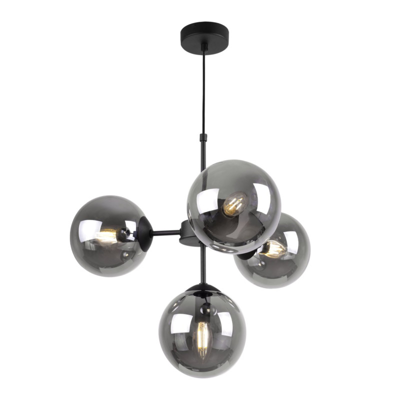 Black Pendant Light with Adjustable Length and Graphite Shades