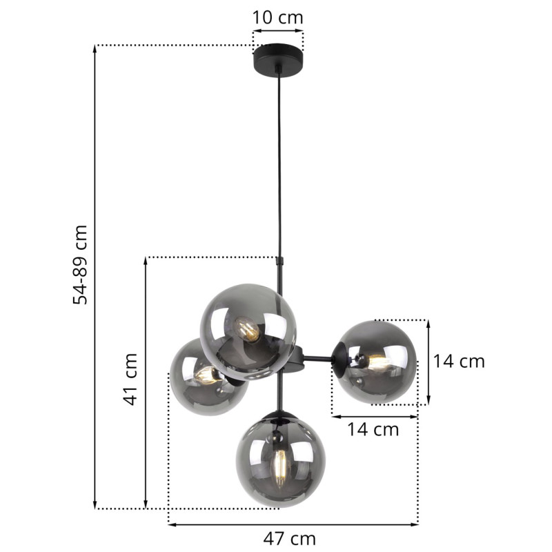 Black Pendant Light with Adjustable Length and Graphite Shades foto8
