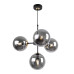 Black Pendant Light with Gold Accents and Adjustable Length, Four Graphite Transparent Shades foto9