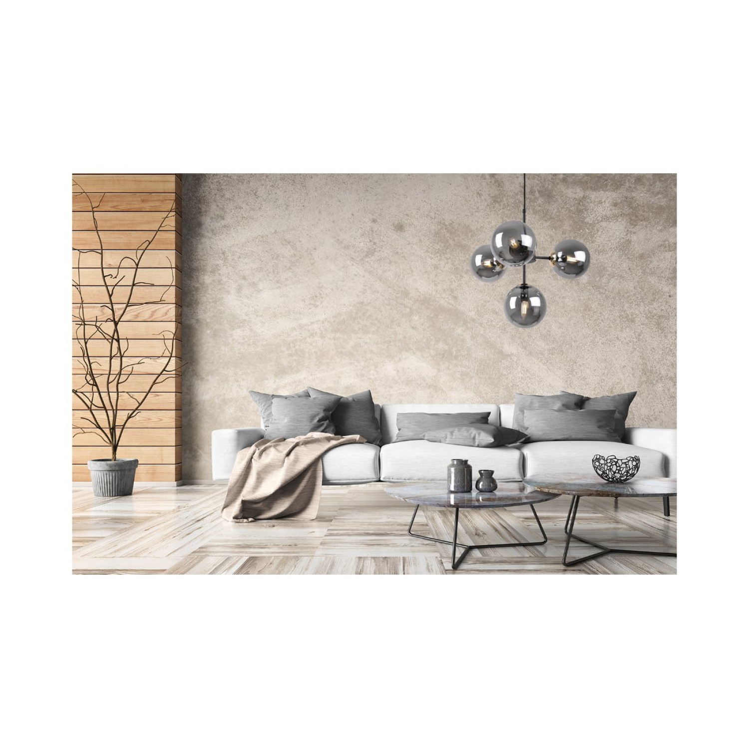 Black Pendant Light with Gold Accents and Adjustable Length, Four Graphite Transparent Shades foto8