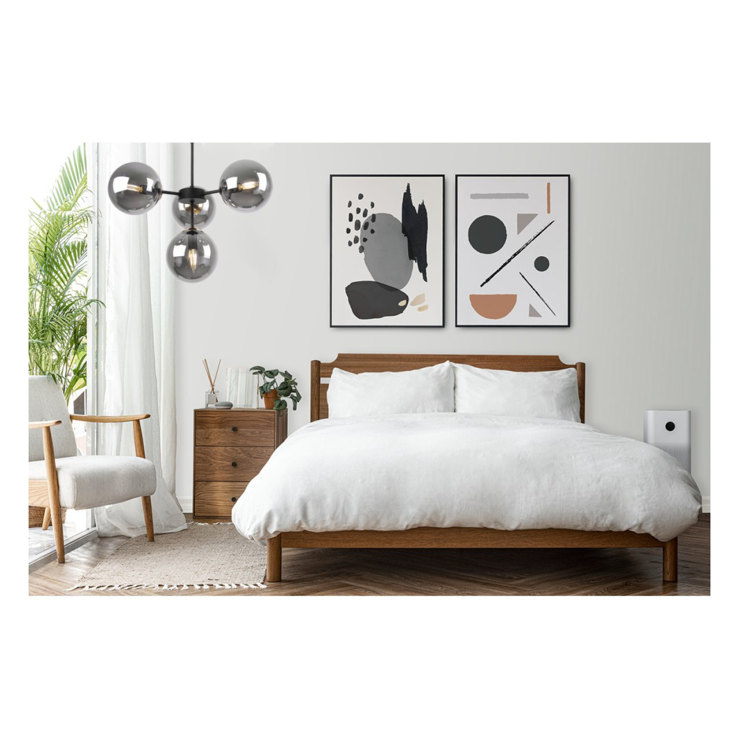 Black Pendant Light with Gold Accents and Adjustable Length, Four Graphite Transparent Shades foto9