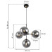 Black Pendant Light with Gold Accents and Adjustable Length, Four Graphite Transparent Shades foto9