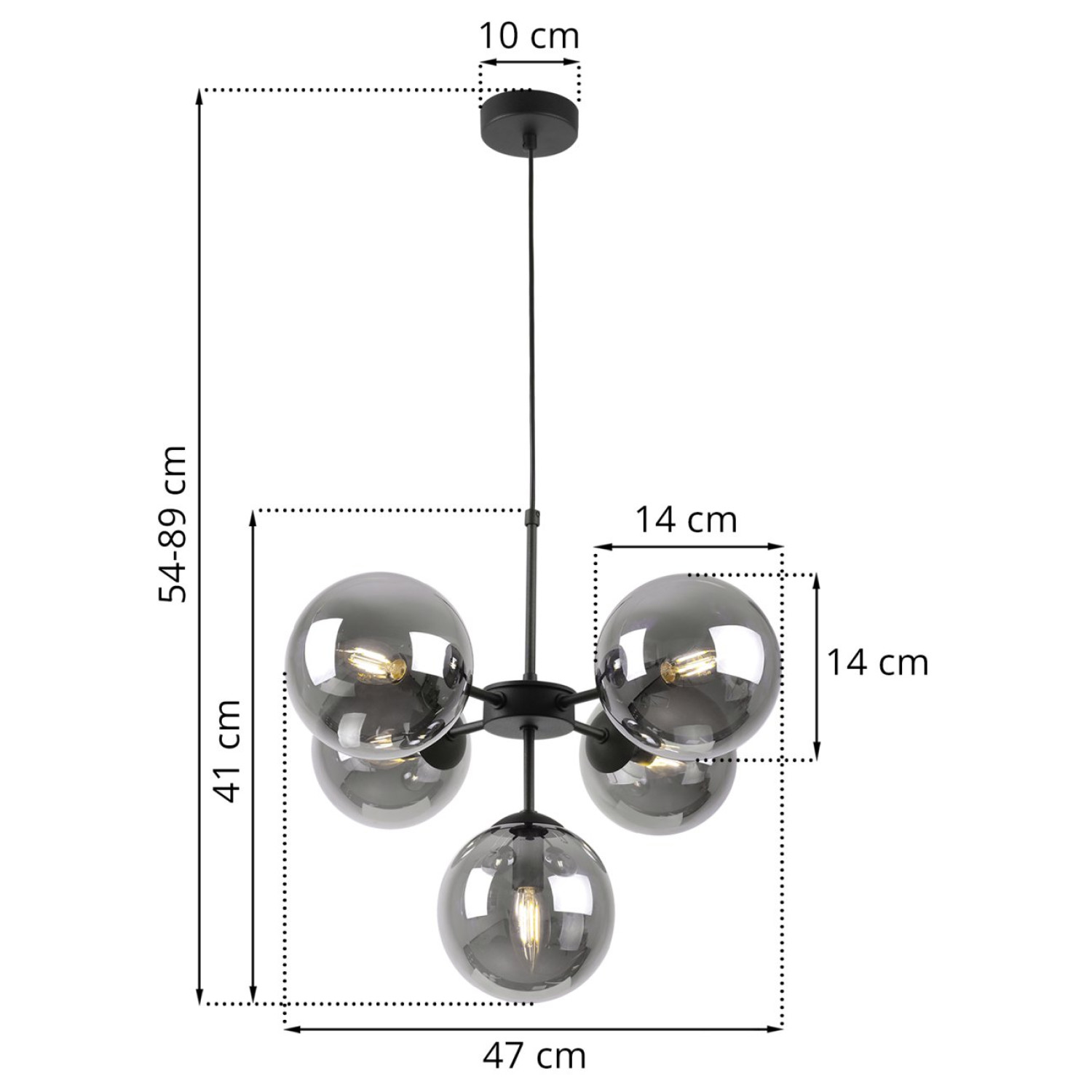 Elegantní závěsné svítidlo s variabilní délkou a pěti transparentními stínidly "IMPERIA" foto8