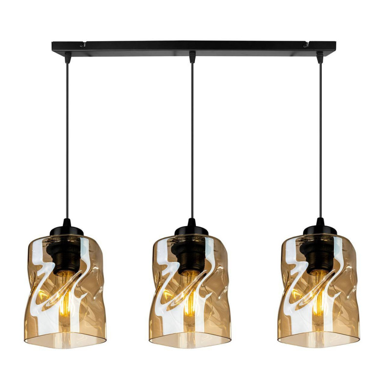 Modern pendant light on the bar with glass shades in honey color NIKI 2195/3 AMB