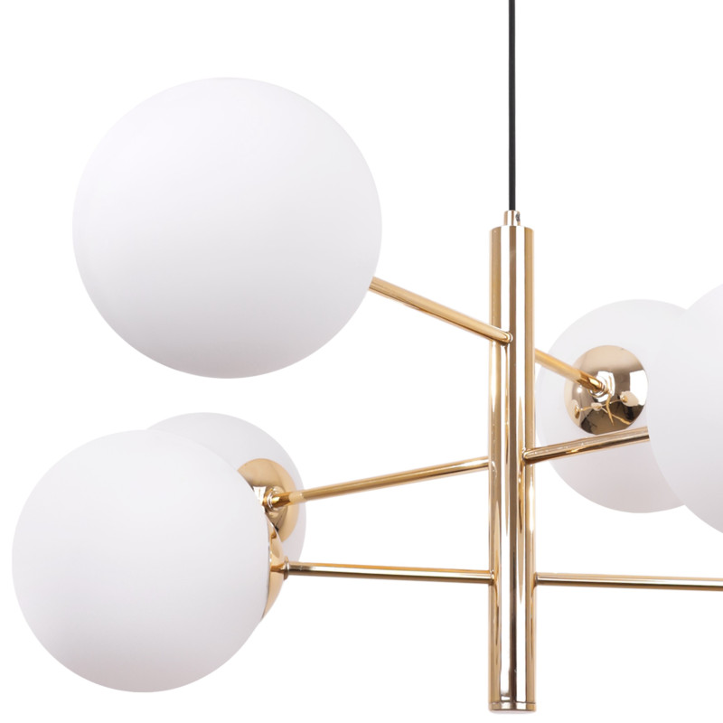 Luxury pendant lamp with 6 white glass shades and gold construction 2537/6/Z foto2