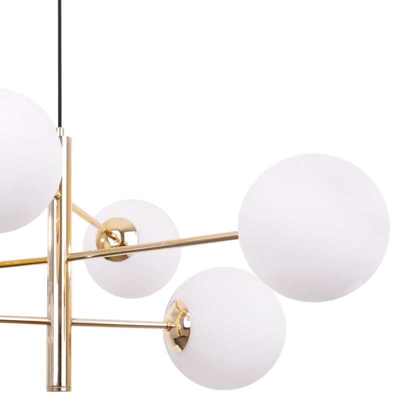 Luxury pendant lamp with 6 white glass shades and gold construction 2537/6/Z foto3