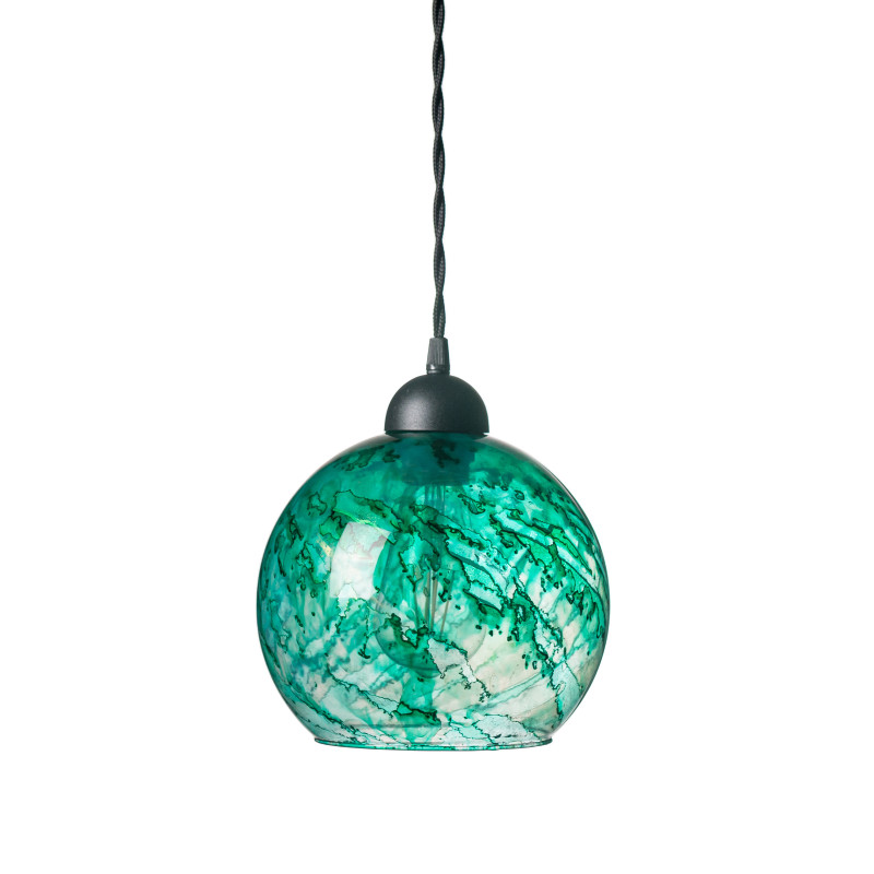 Suspended luminaire with shade made of blown glass 19603 "MARBLE" foto2