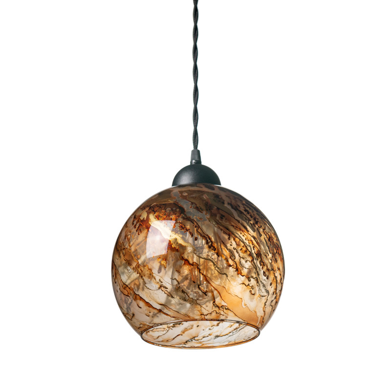 Suspended luminaire with shade made of blown glass 19603 "MARBLE" foto3