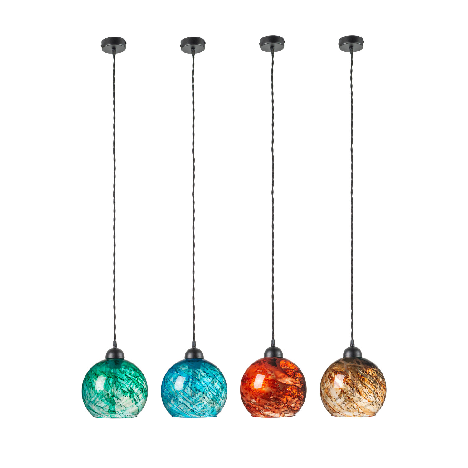 Suspended luminaire with shade made of blown glass 19603 "MARBLE" foto6