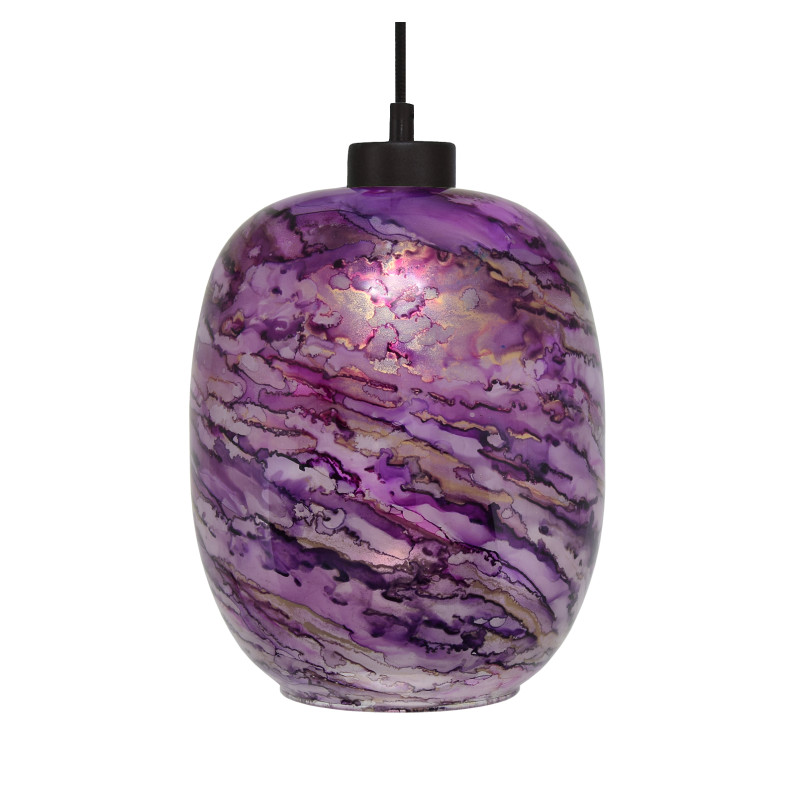 Závěsné svítidlo se stínítkem z foukaného skla v barvě fialová melanž 19603  "Marble" made in Italy foto2