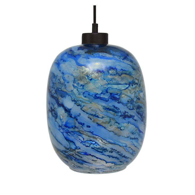 Závěsné svítidlo se stínítkem z foukaného skla v barvě modrá melanž 19603  "Marble "made in Italy foto2