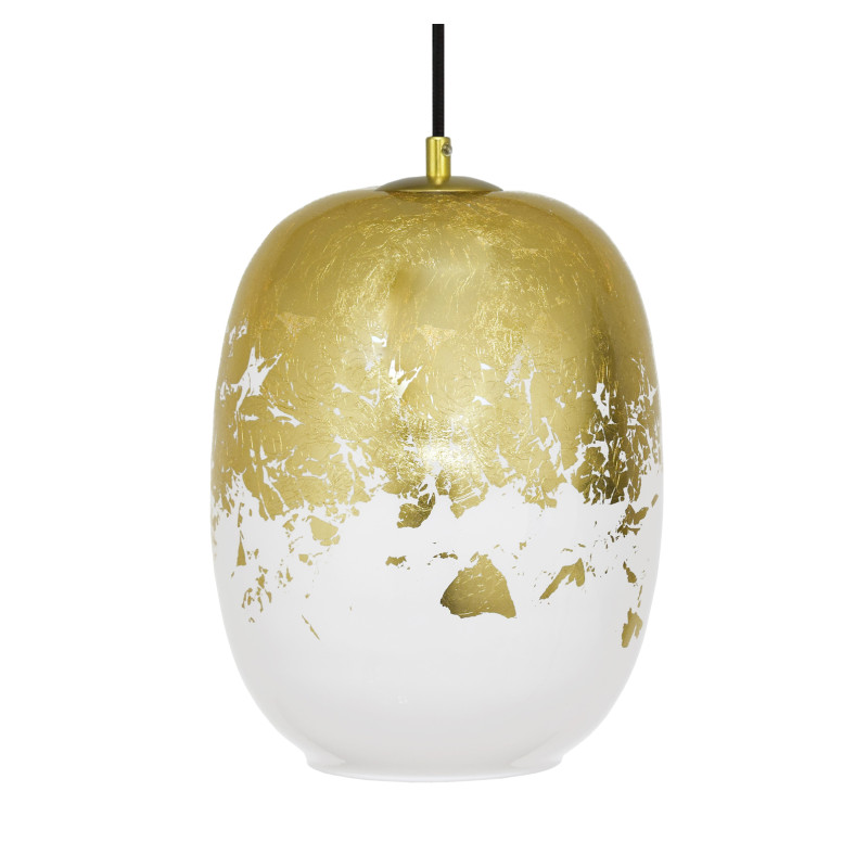 Závěsné svítidlo se stínítkem z foukaného skla se zlatým zdobením 19603  "Marble" made in Italy foto2