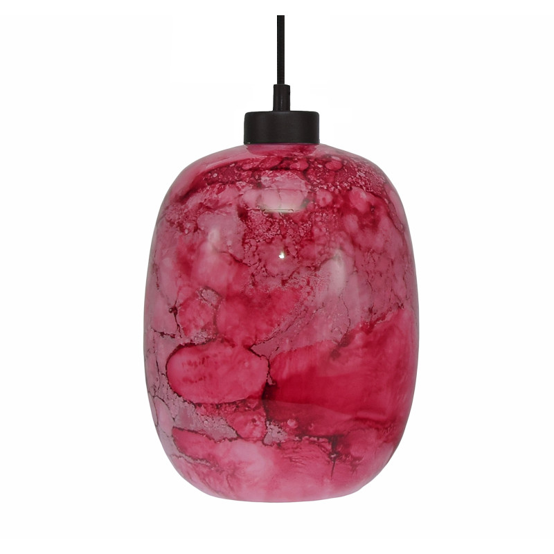 Pendant lamp with blown glass shade in color Red melange 19603 "Marble " foto2