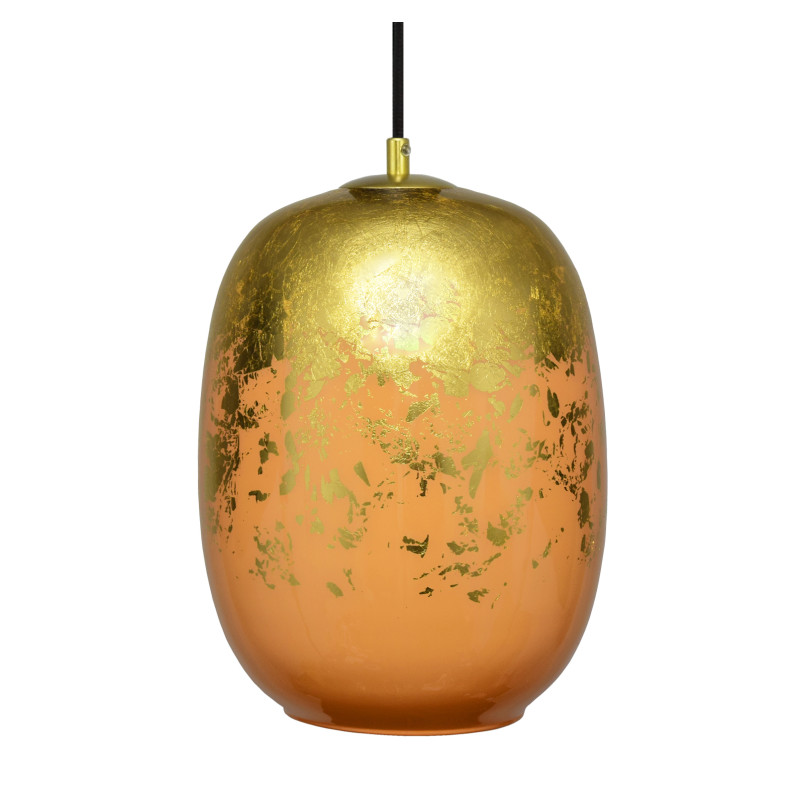 Závěsné svítidlo se stínítkem z foukaného skla v oranžové barvě se zlatým zdobením 19603  "Marble "made in Italy foto2