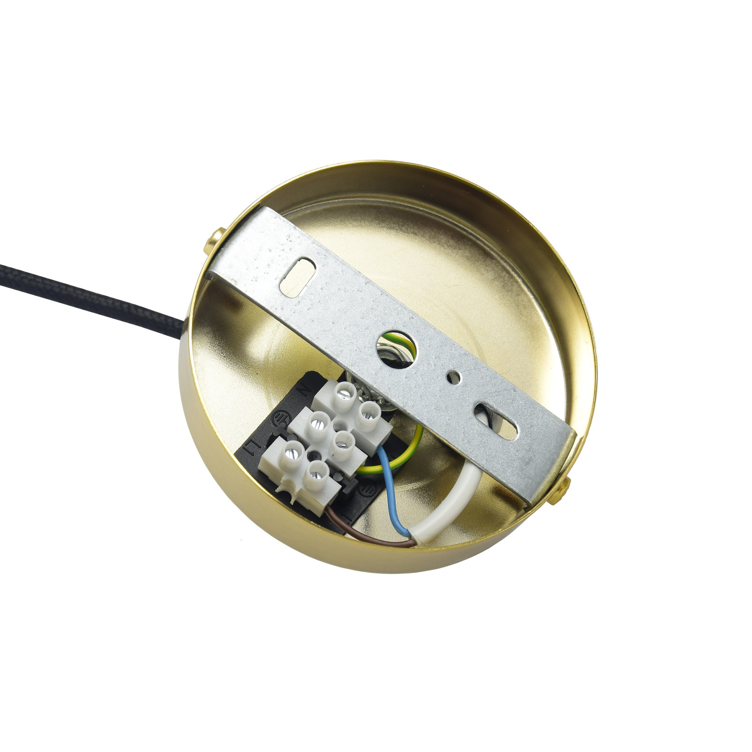 Hanging textile cable for a lamp with a metal socket and a ceiling dish 19603-cl001 foto2