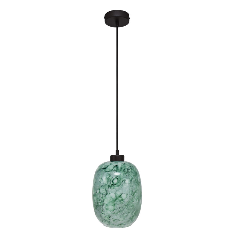 Závěsné svítidlo se stínítkem z foukaného skla v barvě zelená melanž 19603  "Marble "made in Italy