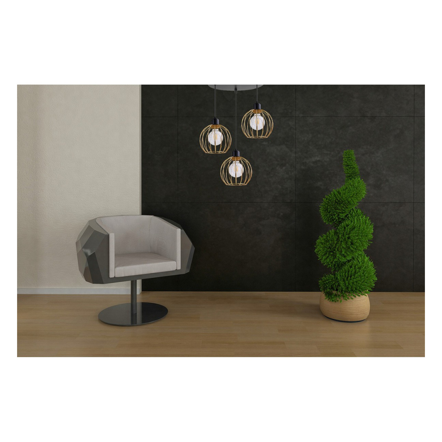 Závěsné svítidlo na lanku s kovovými stínítky LH018 "MONA" foto2