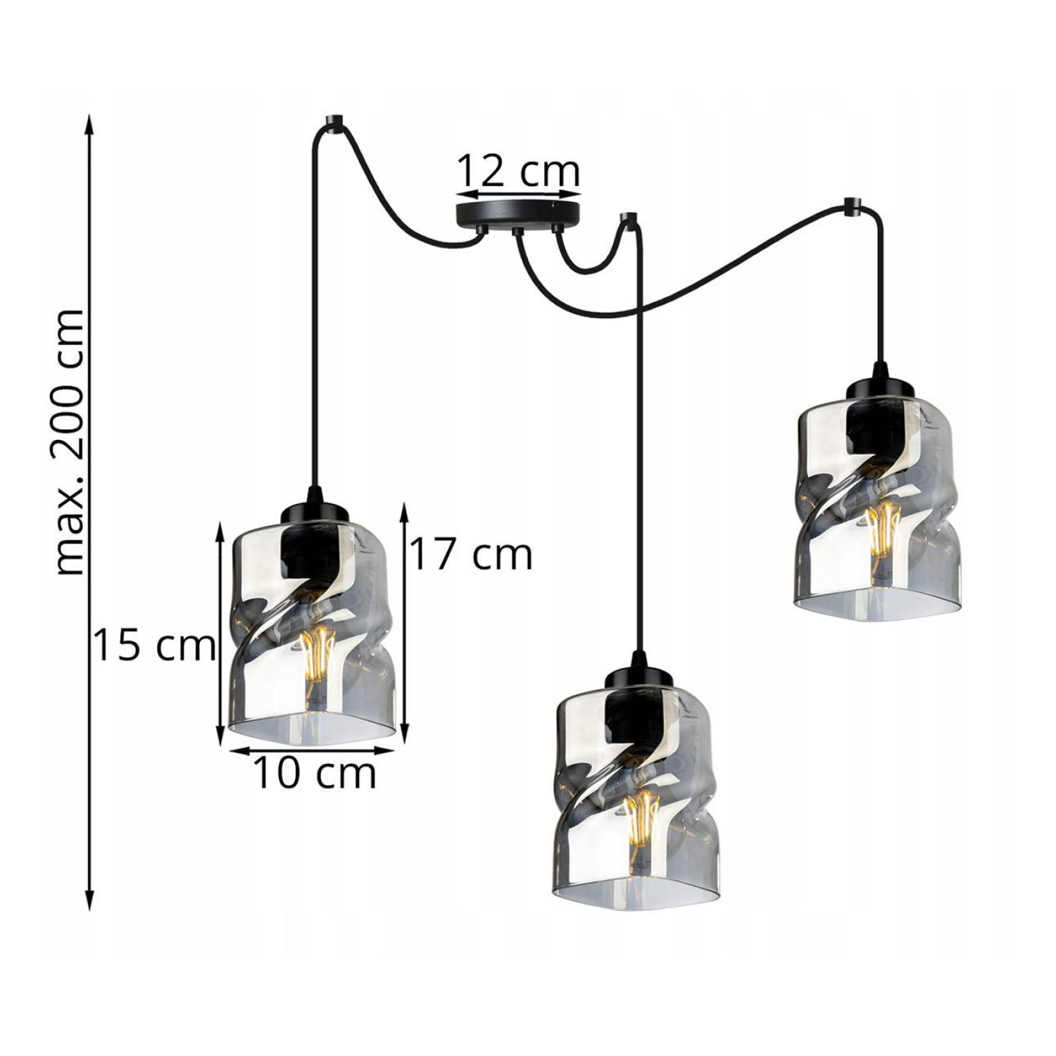Závěsná lampa, nastavitelná, moderní se skleněnými stínidly SPIDER NIKI 2195/3 foto2