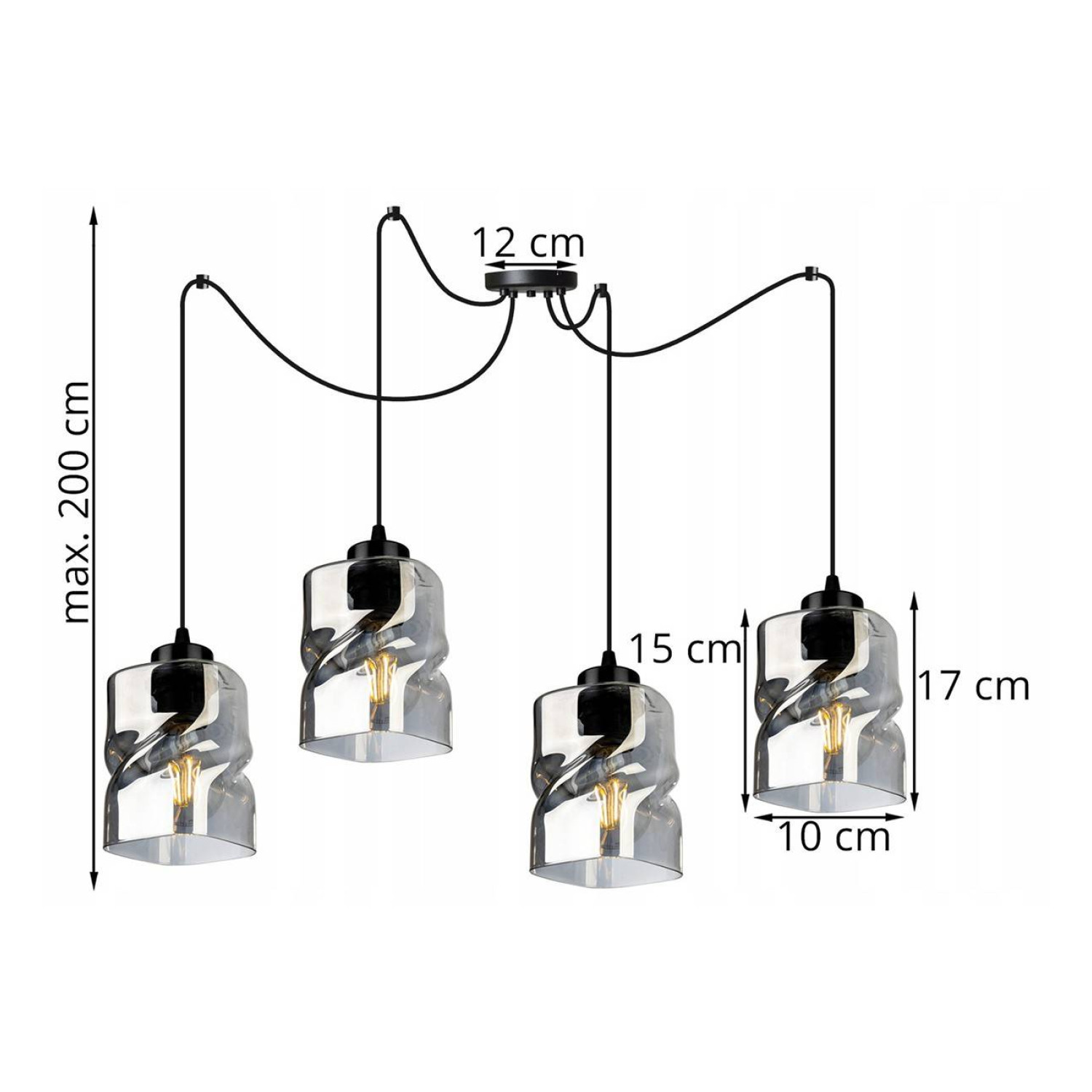Závěsné svítidlo nastavitelné s jedinečnými skleněnými stínidly SPIDER NIKI 2195/4 foto2
