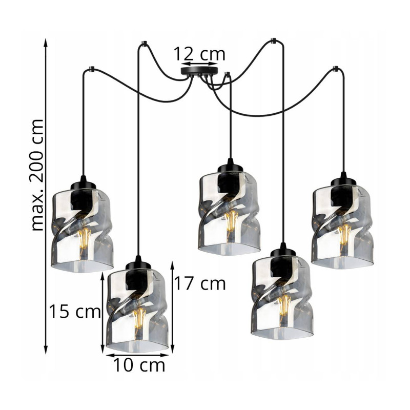 Závěsná lampa Spider Loft se skleněnými stínidly SPIDER NIKI 2195/5 foto2