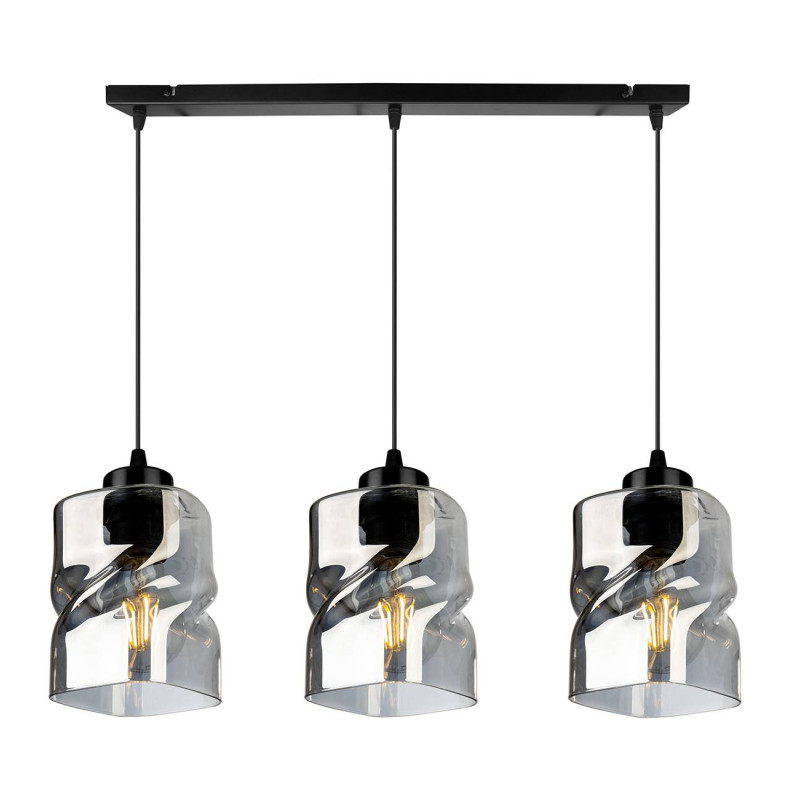 Moderní závěsná lampa se skleněnými stínidly v grafitové barvě NIKI 2195/3
