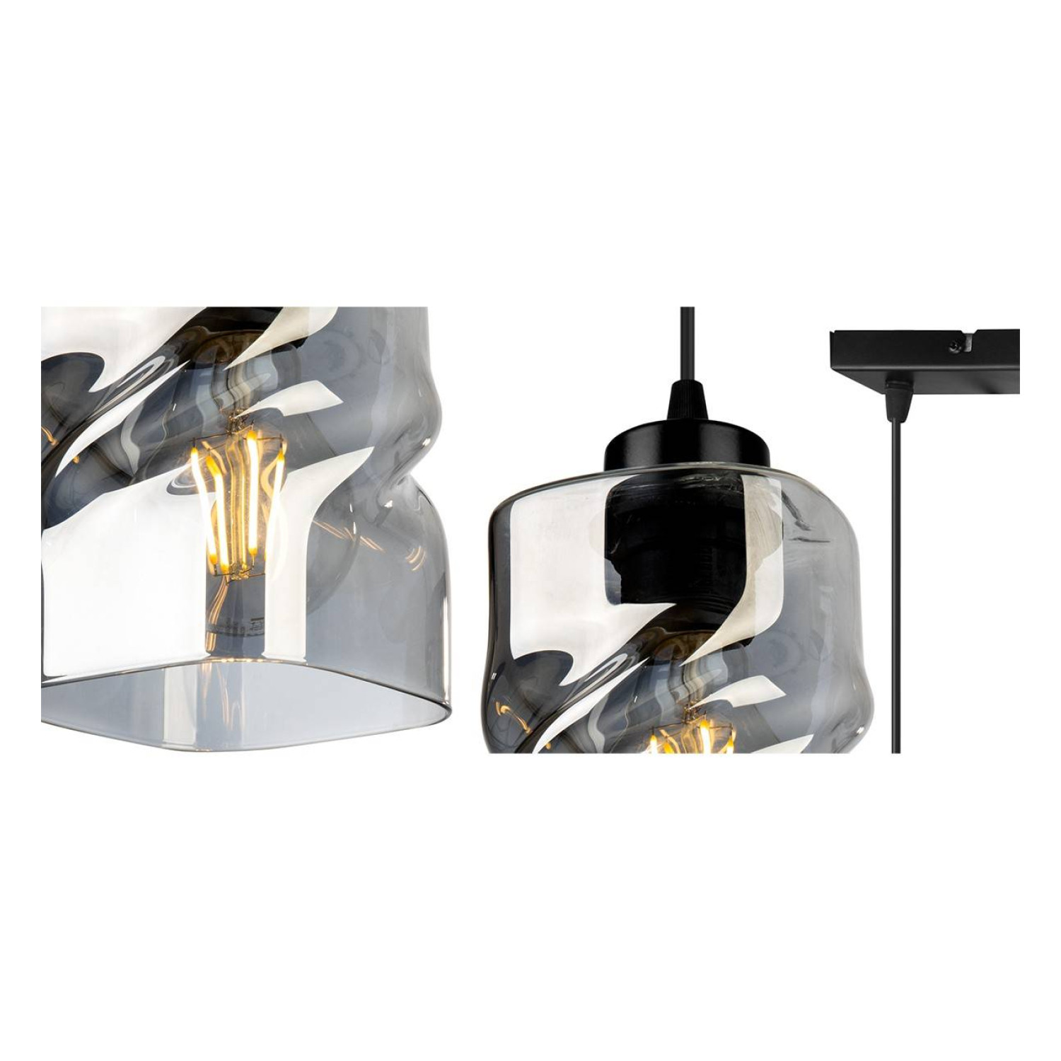 Modern pendant lamp with glass shades in graphite color NIKI 2195/3 foto2