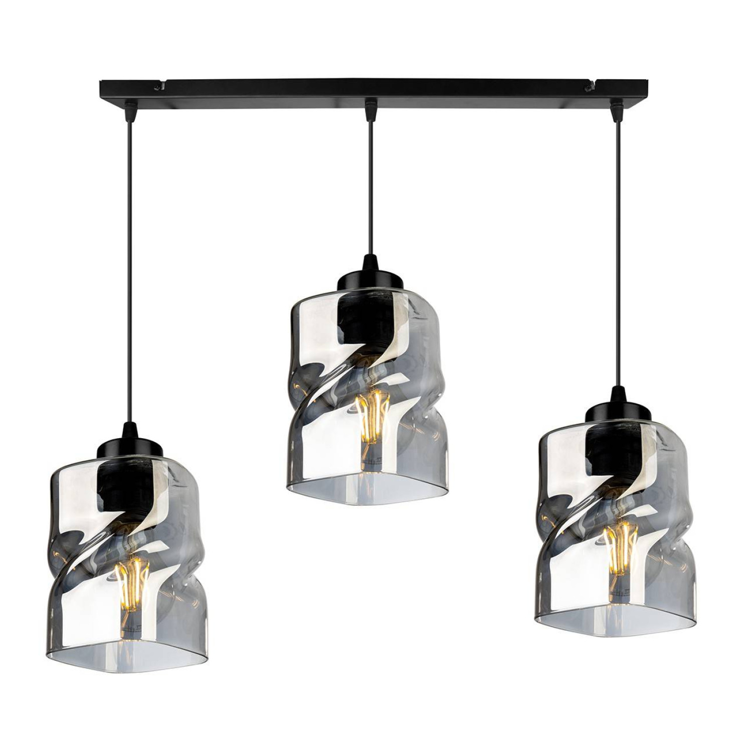 Modern pendant lamp with glass shades in graphite color NIKI 2195/3 foto4