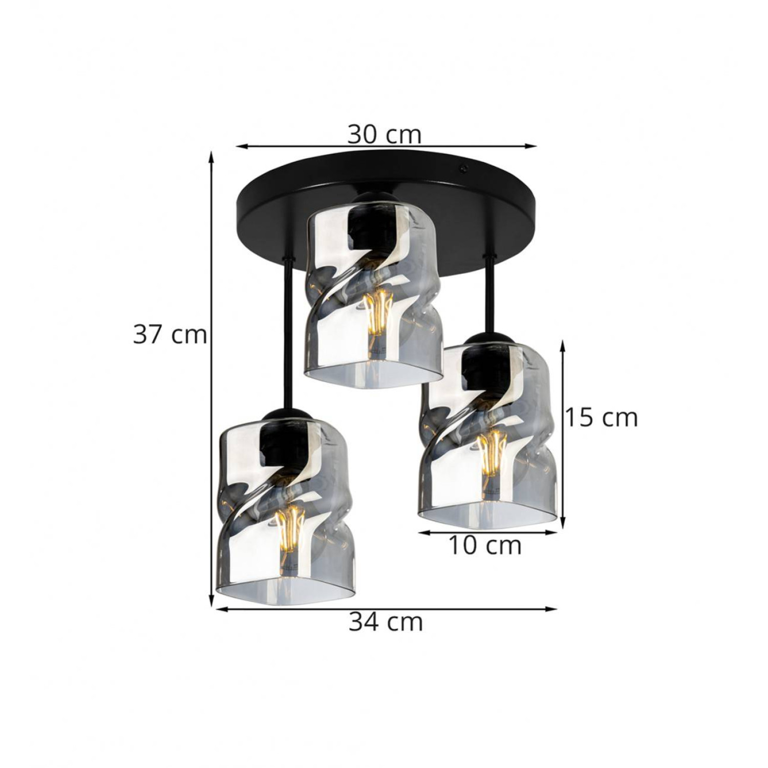 Modern Ceiling Light Fixture with Three Hand-Blown Amber Glass Shades NIKI 2195/3/AMB foto3
