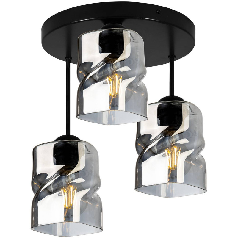 Modern Ceiling Light Fixture with Three Hand-Blown  Glass Shades NIKI 2195/3/OP