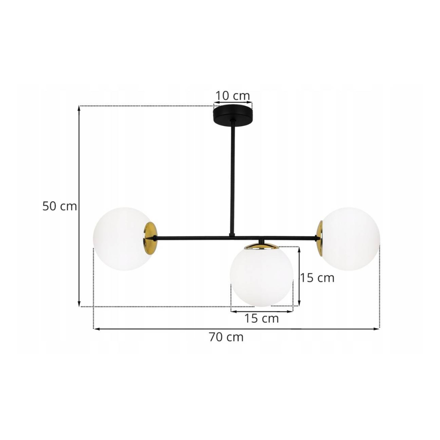 Černý lustr na tyči s třemi bílými skleněnými kuličkami PALERMO 2390/3 foto4