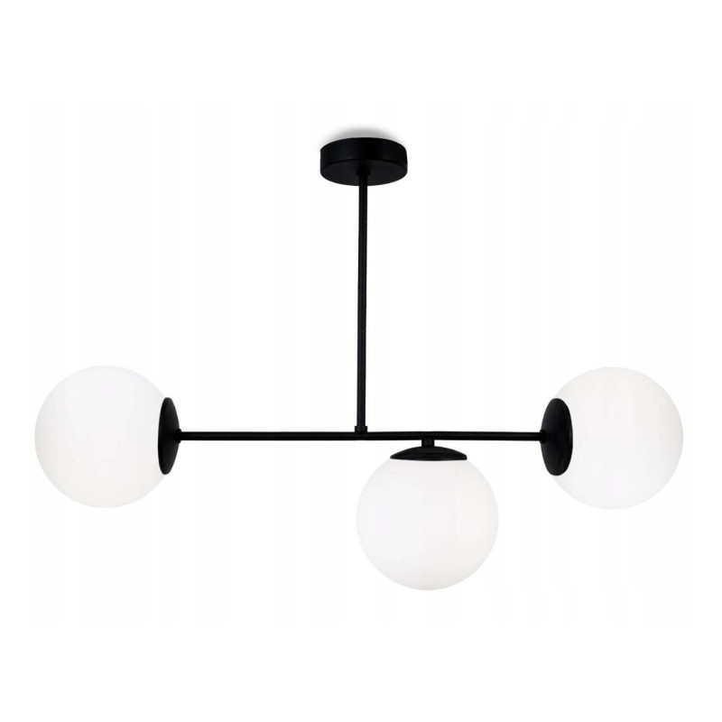Black lamp on a rod with three white glass balls PALERMO 2390/3