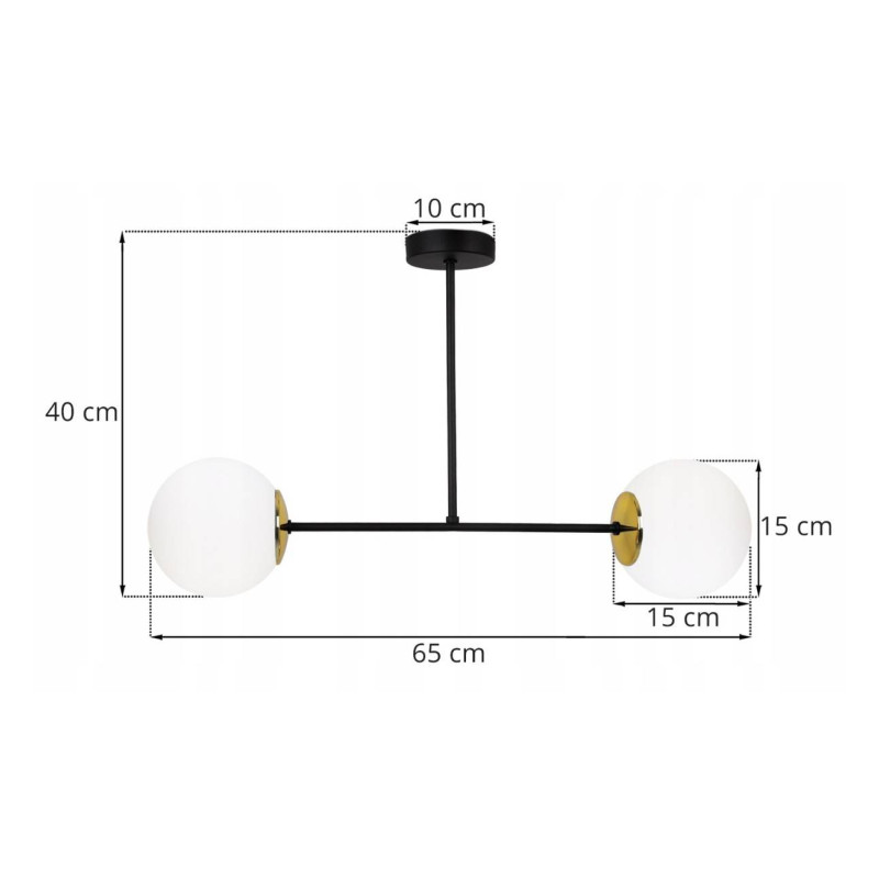 Ceiling light on a rod with white glass balls PALERMO 2390/2 foto4