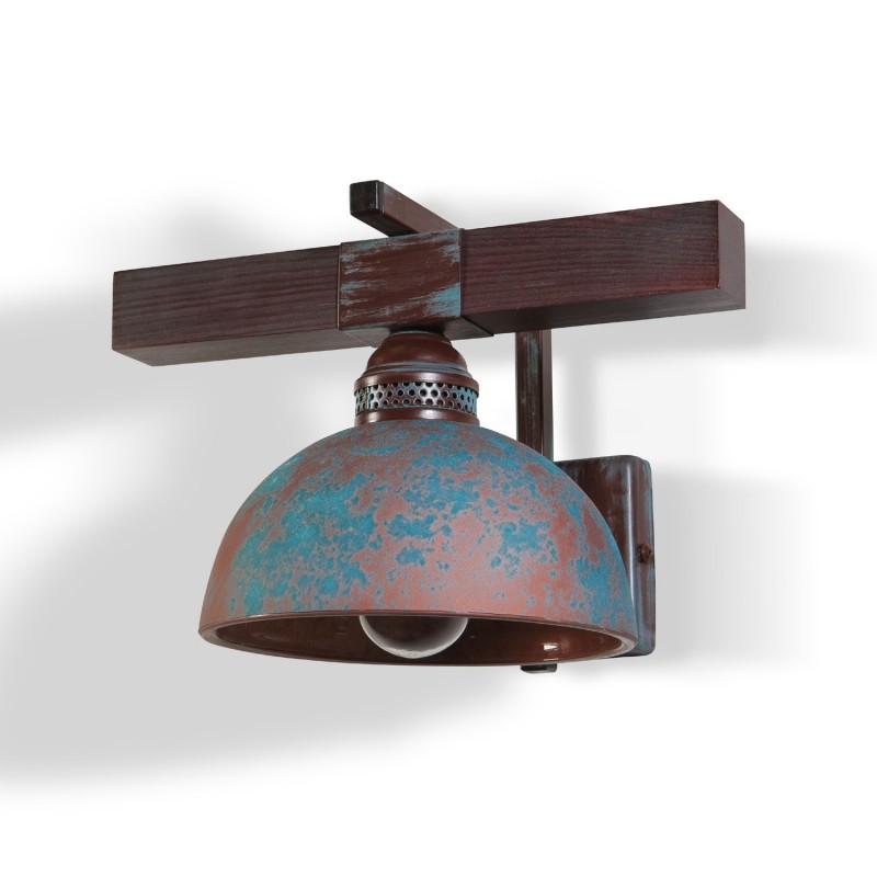 Metal wall lamp in brown color and glass shade. 40311 "Virioni"