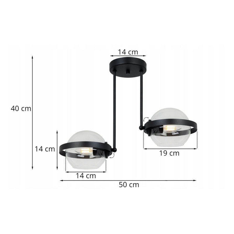 Modern ceiling light with two glass shades RING 2340/2/B foto3
